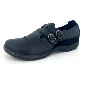 Dansko Double T Strap Mary Janes Black Leather & Suede Comfort Shoes Cottage